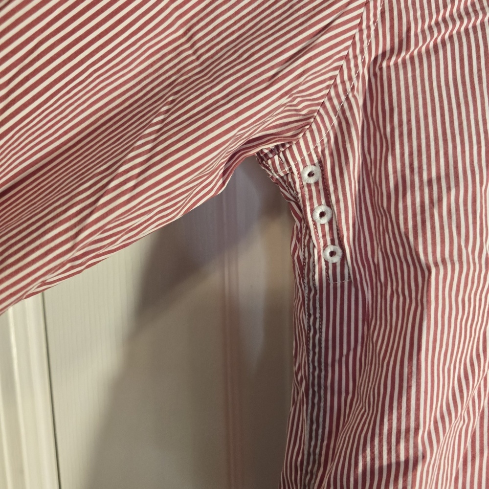Victorinox Vertical Striped Tailored Fit Red/White Button Down Long Sleeve Shirt - Picture 11 of 13